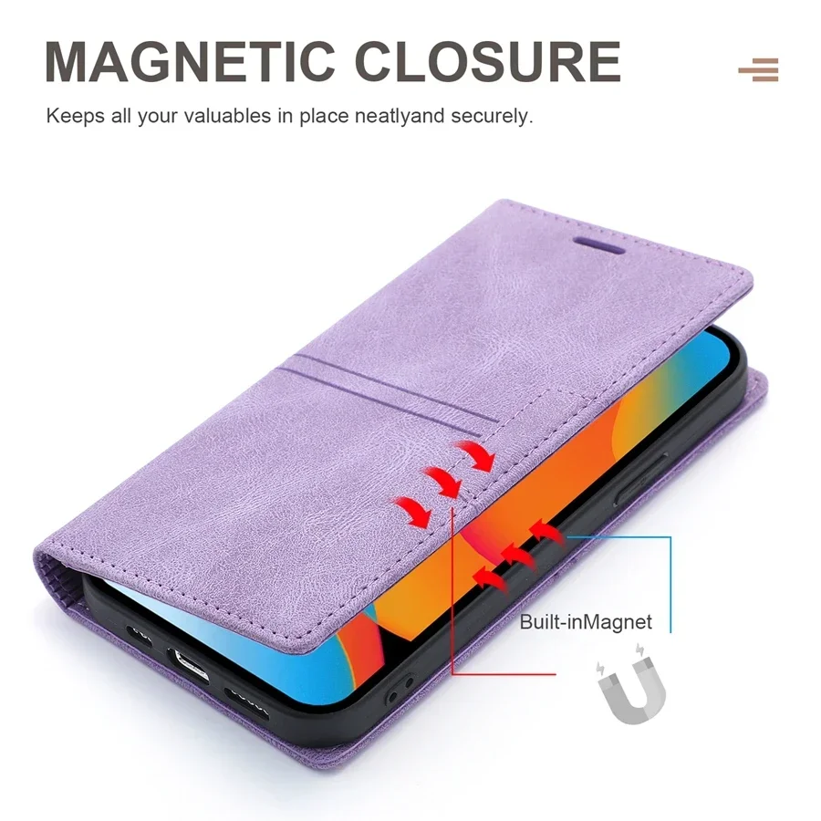 Wallet Skin Friendly Magnetic Flip With Card Slot Leather Case For iPhone 15 Pro Max 14 13 Mini 12 11 SE 2 X XR XS 8 7 6 6s Plus