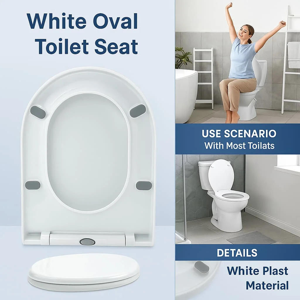 

Home Toilet Seat Replacement, Durable Plastic Toilet Lid, Easy Install Fit Most Standard Toilets