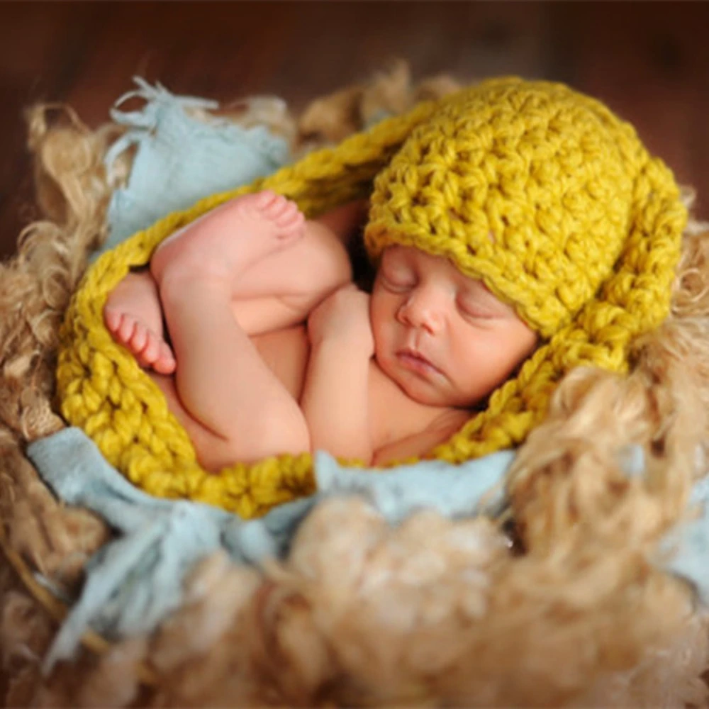 Personalized Babys Knitted Hat Sleeping Bag Design  Photograph Accessories Props Newborn Growth Souvenirs Baby Shower Party Gift