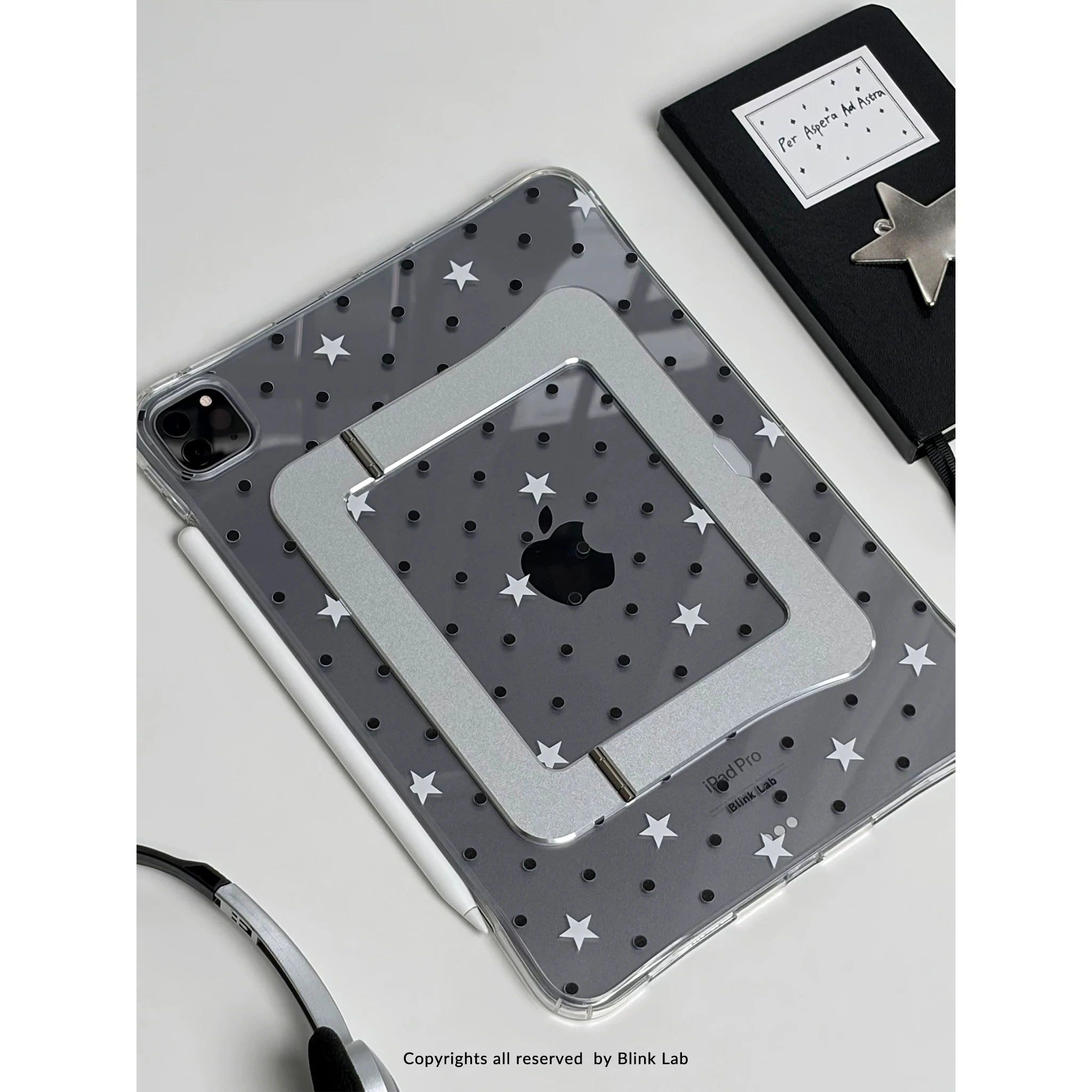 Black Polka Dots Stars Slim Case For iPad Air 11 13in M4 M2 Pro11 12.9 13'' Air 5 4 10.9'' 10th Cover With Clear Hard Back Shell