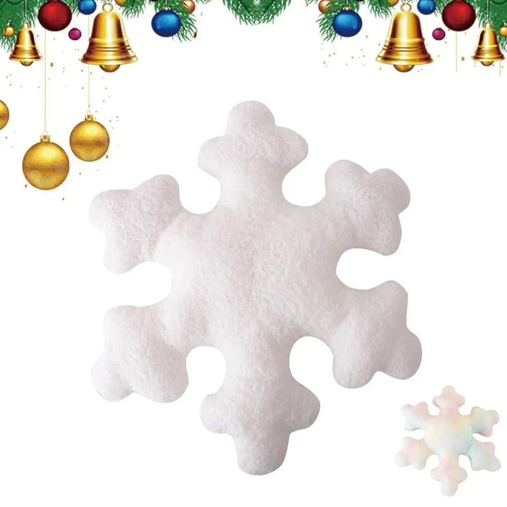 Morbido cuscino natalizio con fiocco di neve in cotone PP, comodo tocco, cuscino imbottito in peluche, 40/50 cm, cuscini con fiocco di neve bianco