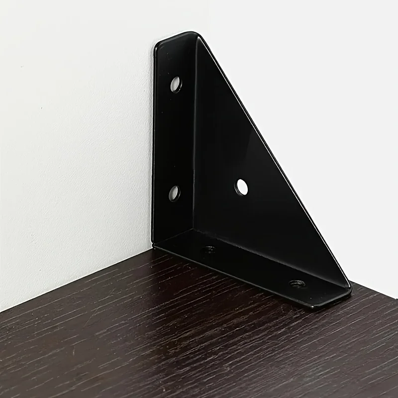 12-Piece Set of Large Black Triangle Brackets, Durable Metal Brackets Suitable for Sturdy Home and Office Repairs, Support Angle