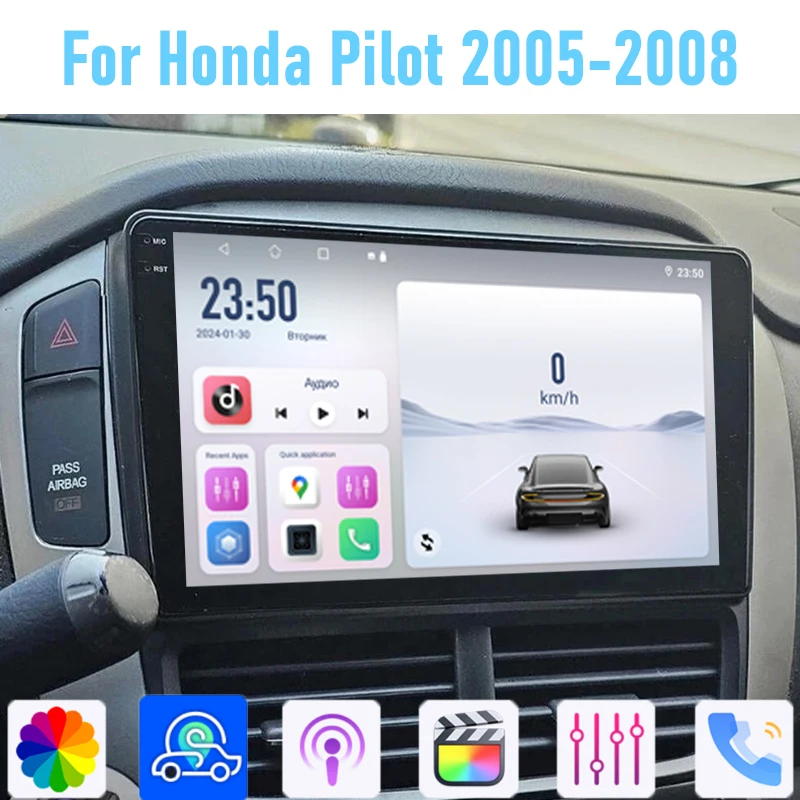 

9'' For Honda Pilot 2005-2008 Car Radio Head Unit GPS Multimedia Carplay Android 15 Wireless Navigation Intelligent System BT