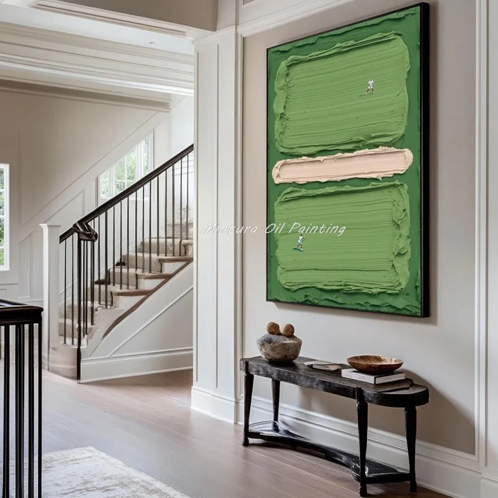 Mintura,Handpaintd Abstract Texture Green Tennis Court Oil Painting on Canvas,Modern  Art Poster,Wall Picture,Home Decor