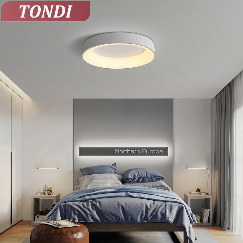 

TONDI White Gray Modern LED Ceiling Lights For Living Room Bedroom Dining Room Dimmable Lamp Interior Decoration Round Lamp