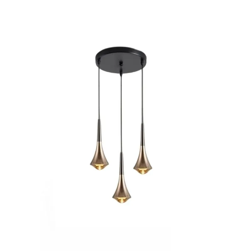 Suspension 3-head Bar Restaurant LED Champagne gold Chandelier Modern Simple Dining Room Guest LED Spotlight kitchen lighting