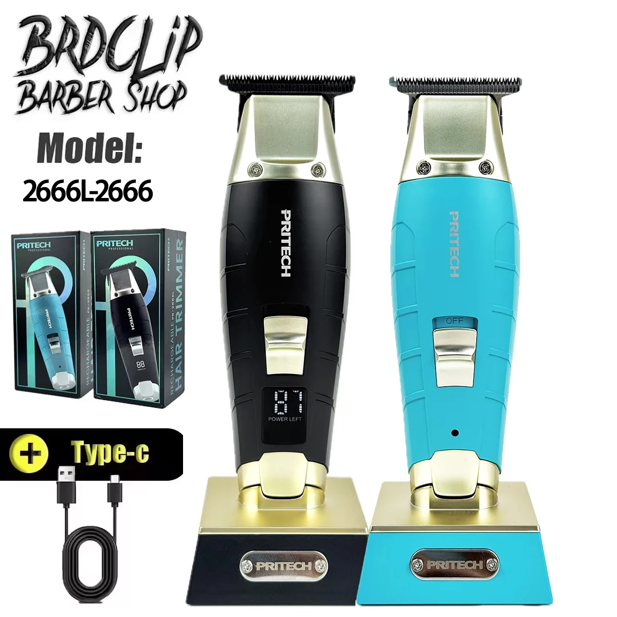 New Professional Hair Trimmer BRDCLIP 2666L 7200RPM LCD DISPLAY DLC Blade Ultra-thin Cuuter Head Precision Beauty Tool FOR MEN