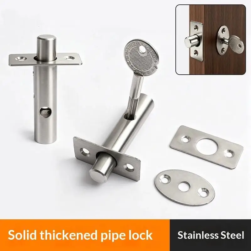Stainless Steel Hidden Door Lock Anti Theft Design with Safe Security Key for Home Office Warehouse Entry Door