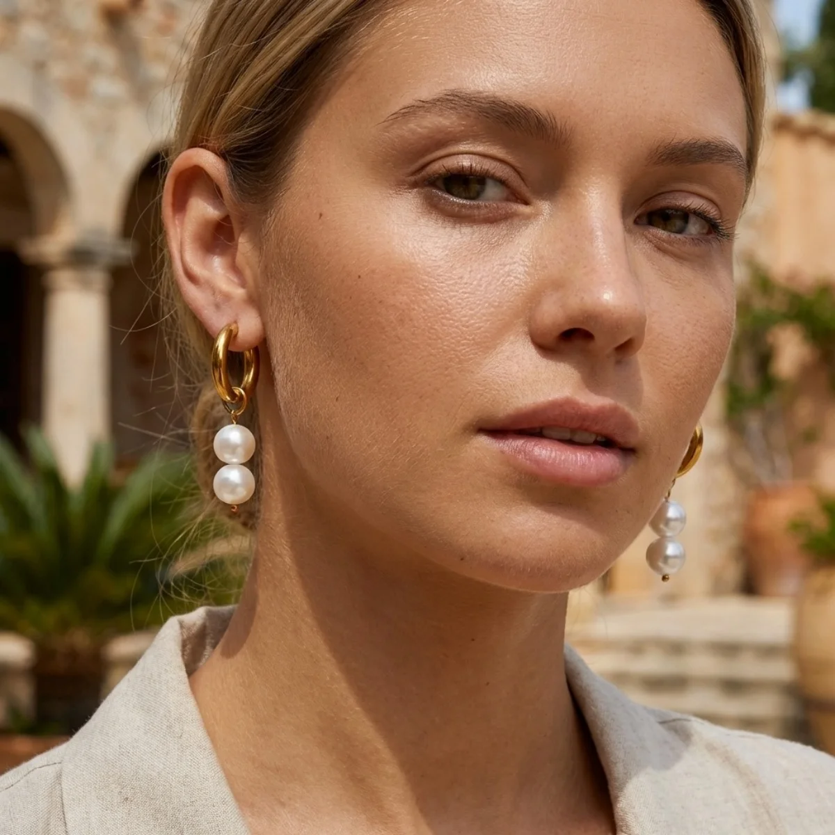 Minimalistische Edelstahl-Ohrringe mit Imitationsperlen und Quasten für Damen und Herren, Herz, unregelmäßige geometrische Ohrringe, eleganter Schmuck – Detail 8