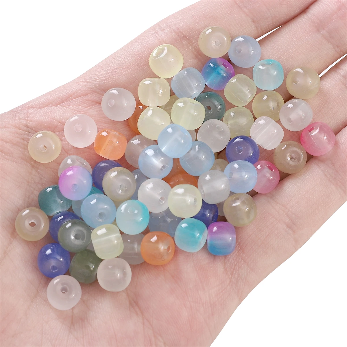 About 30pcs glass imitation jade beads, apple beads, round beads, DIY handmade beaded necklaces, jewelry accessories, loose bead
