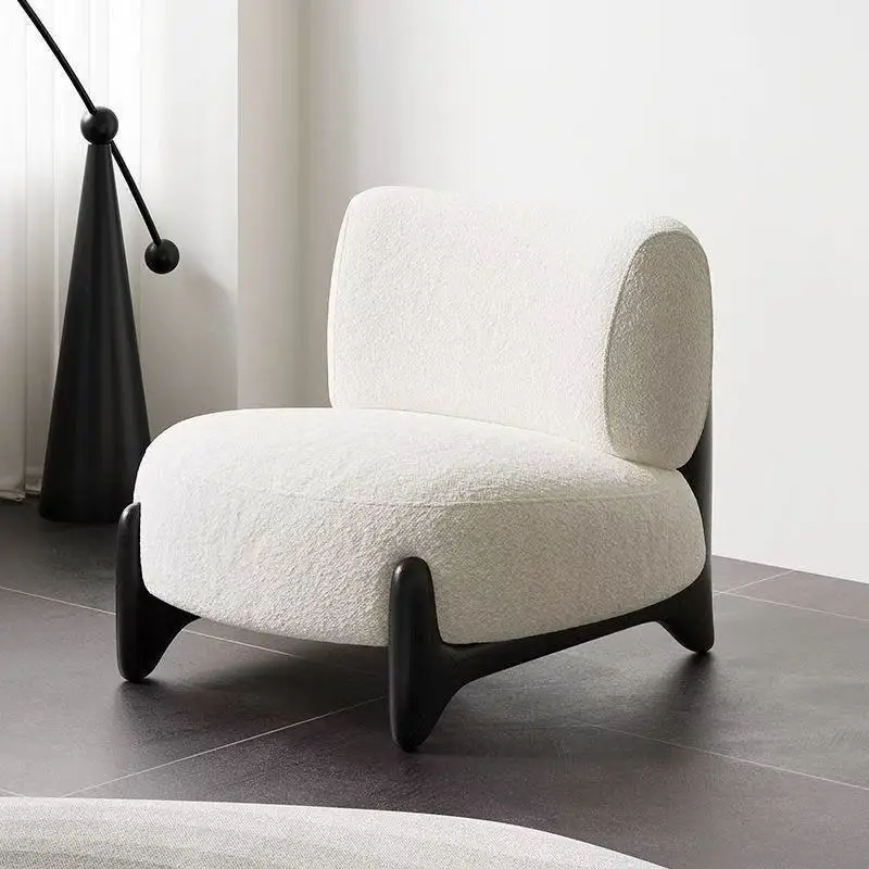 Nordic Texture Fabric Single Sofa Lazy Sofa Internet Celebrity Leisure Chair Sofa Chair Nordic, Solid Wood, Stool, Leisure Chair
