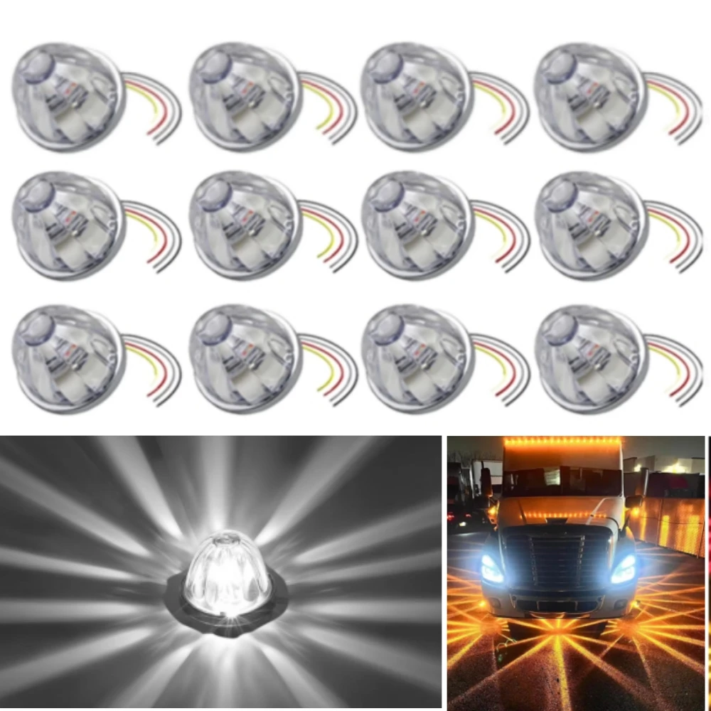 

12 шт., звездные арбузные фонари, двухцветные полуфонари для грузовиков, светодиодные фонари для прицепа, диня, габаритное освещение под светями 12 В/24 В