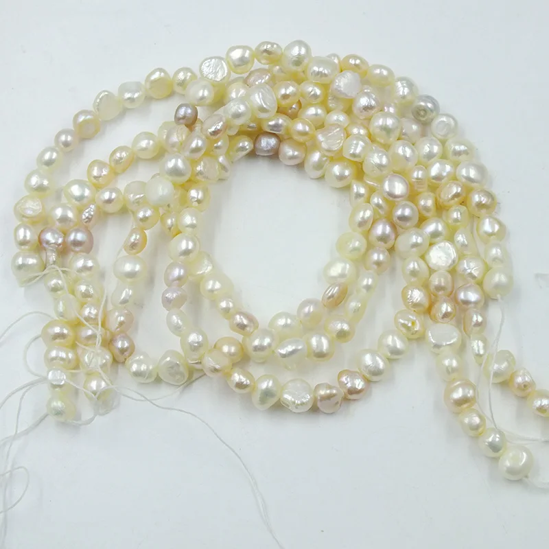 

( 6 strands / set) DIY 6-7MM Baroque Freshwater Pearl BEADS 15 "L 100% pearl