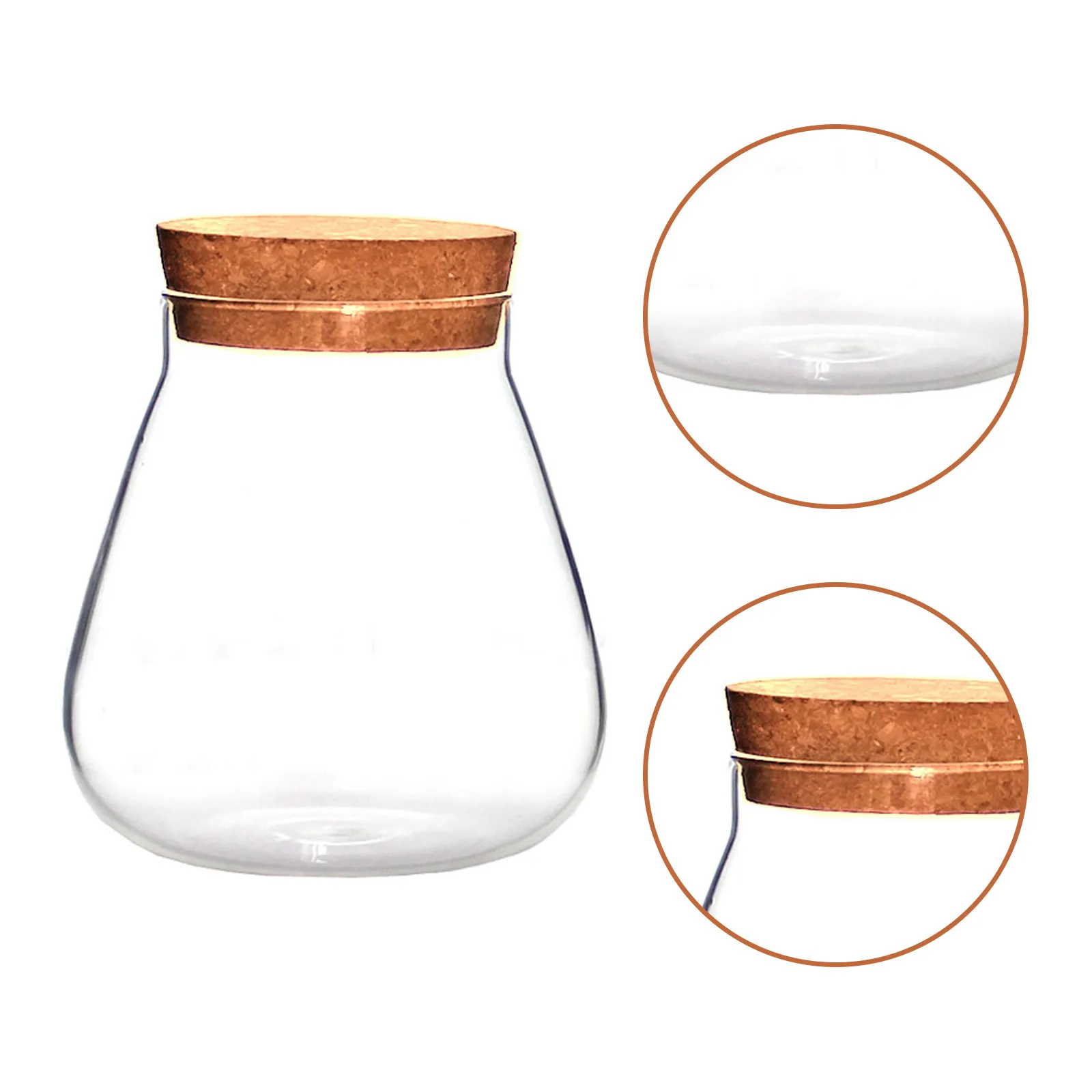 1 pièce – Pot de rangement en verre transparent avec bouchon en liège pour plantes succulentes, plantes aériennes, boules, terrarium, artisanat DIY, pot de présentation