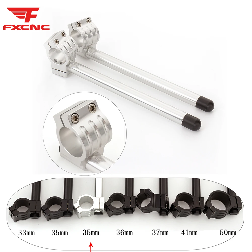 Silver Motorcycle CNC Clip-ons Clip Ons Handlebar Handle Bar Fork Tube Cafe Racer 31 33 35 36 37 38 39 41MM 43mm - 55mm Aluminum