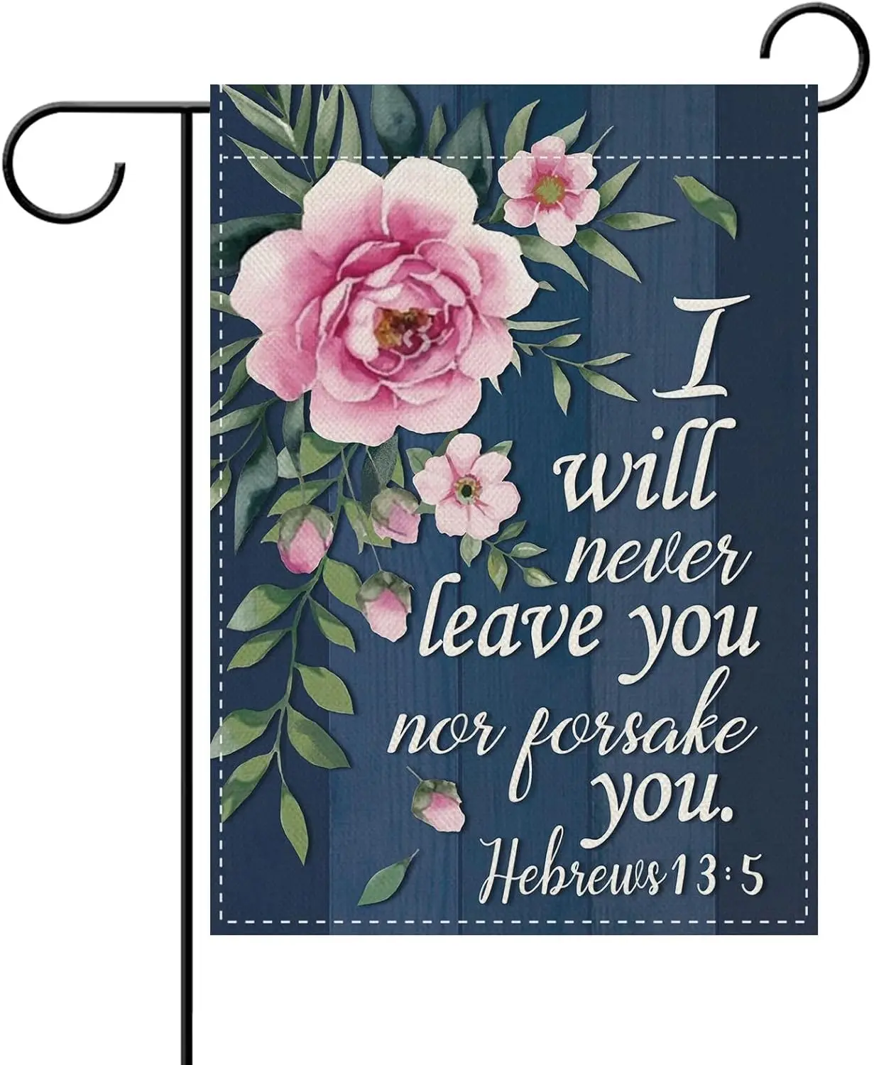 Dyrenson Vintage Christian Floral Decorative Garden Flag, Retro Religious Peony Flower Bible Verse Yard Outside Home Decorat ZZM
