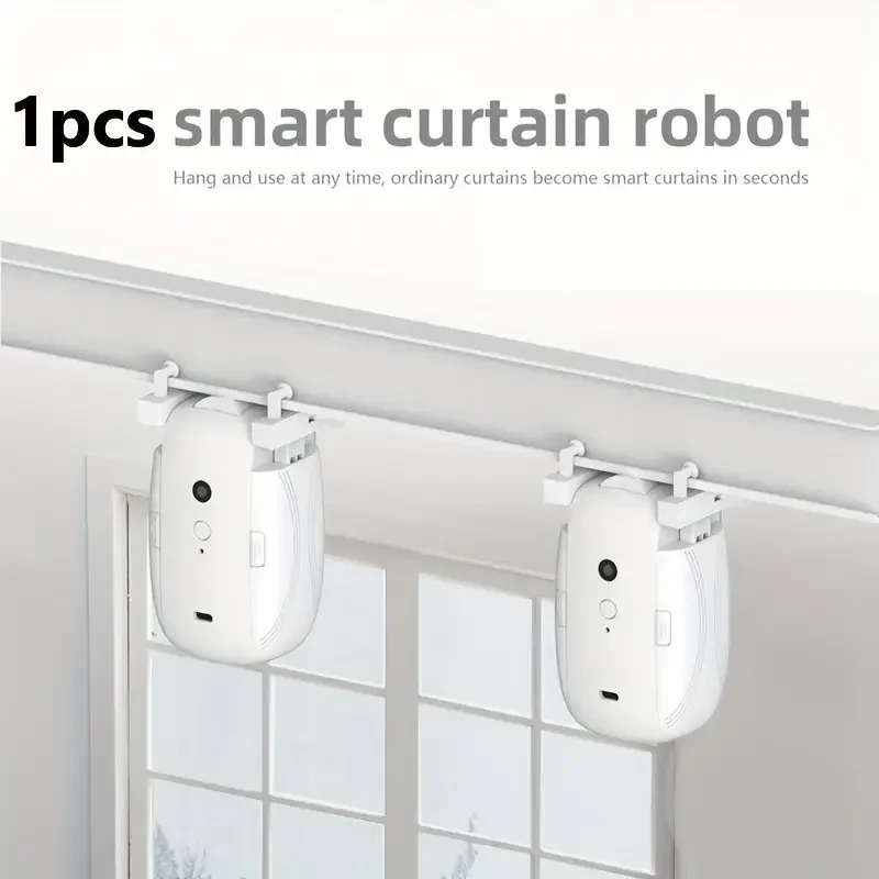1/2pcs Smart WiFi Curtain Robot with Wi-Fi Gateway, APP Remote Control,  Automatic Opening Hand Pull Start，Compatible with Alexa