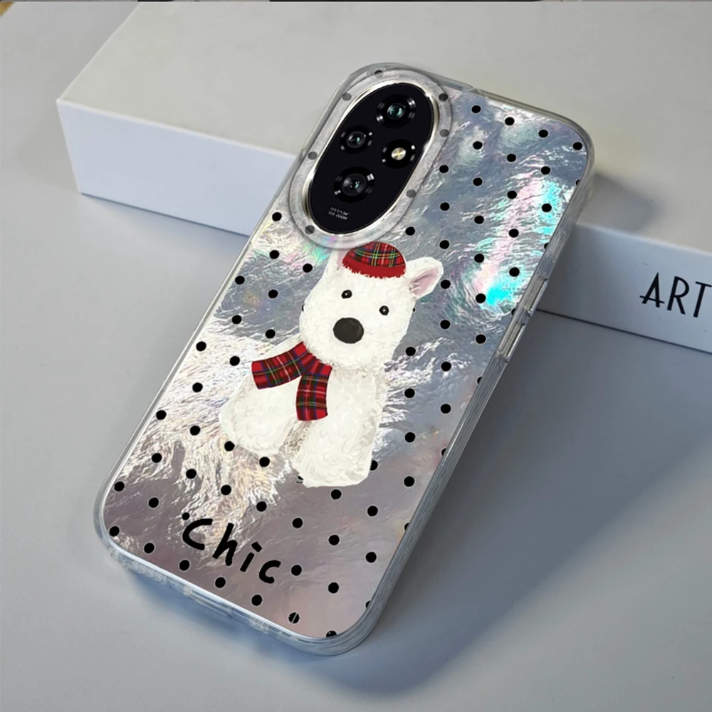 Circle Dot Cute Puppy Phone Case For Huawei Honor 400 200 Pro Magic7 6 5 Lite 90 Smart X7c X9c X9a X8a X8b X8c Girls Funda Cover