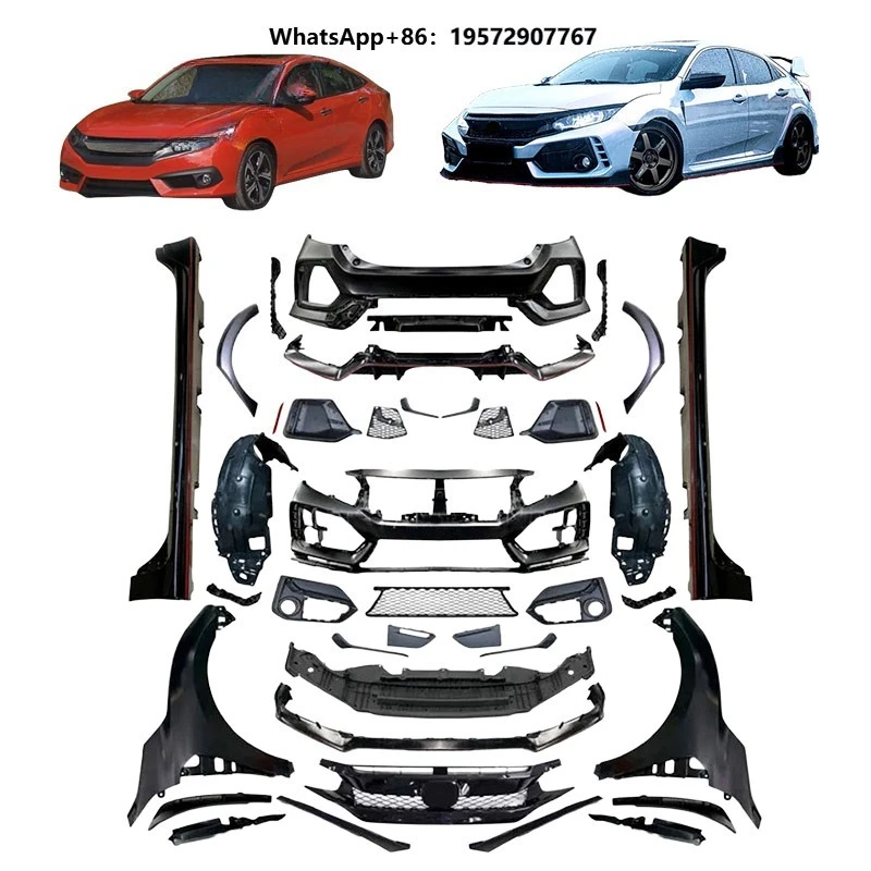 Hot Selling Type R Design Wide Bodykit Car Bumpers Side Skirt 2016-2021 for  Sedan FC1 up to FK8 Body Kit