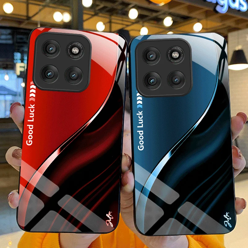 Hard Tempered Glass Case For Motorola Edge 60 Fusion 60 Pro 60 Neo Protective Cover Gradient ramp Color Back Shell Fundas
