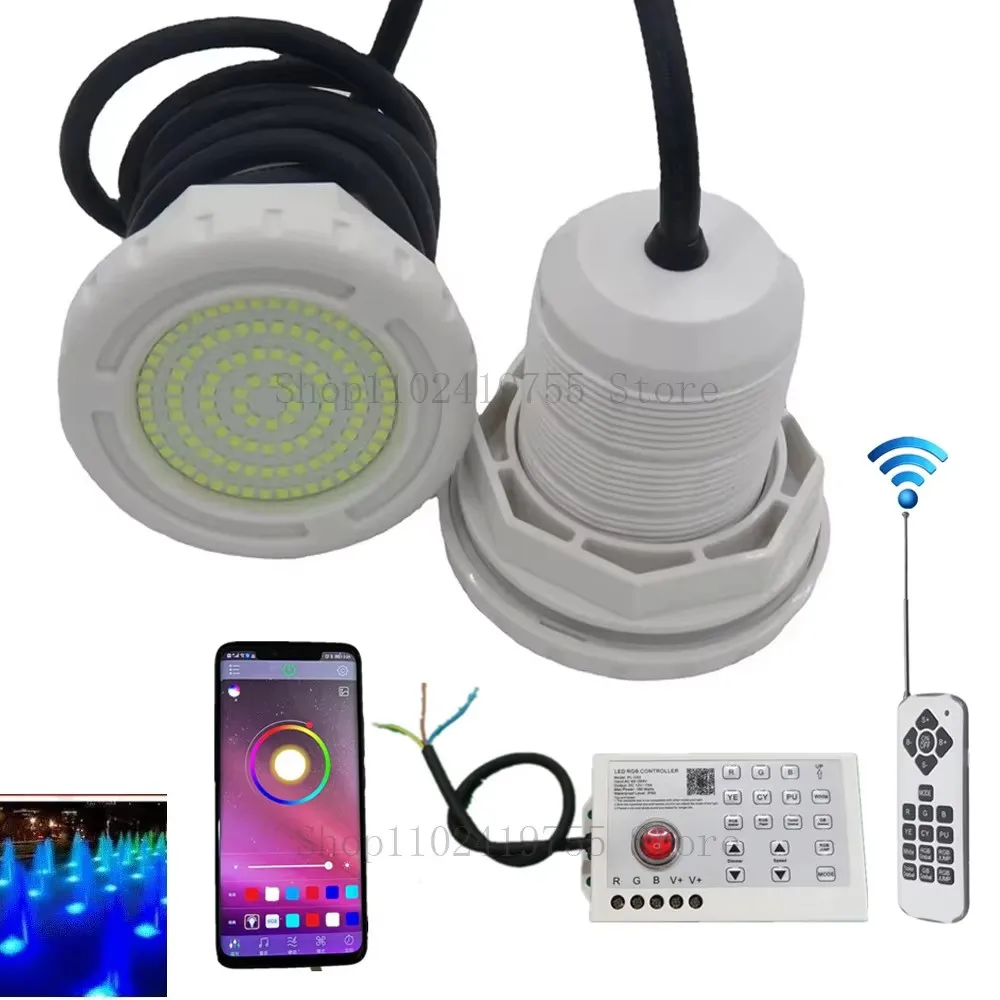 RGB LED Piscina Luce 15W DC12V Bluetooth APP Controllo Esterno/Interno Luce Subacquea Fontana Paesaggio Lampada Piscina Luz Faretto