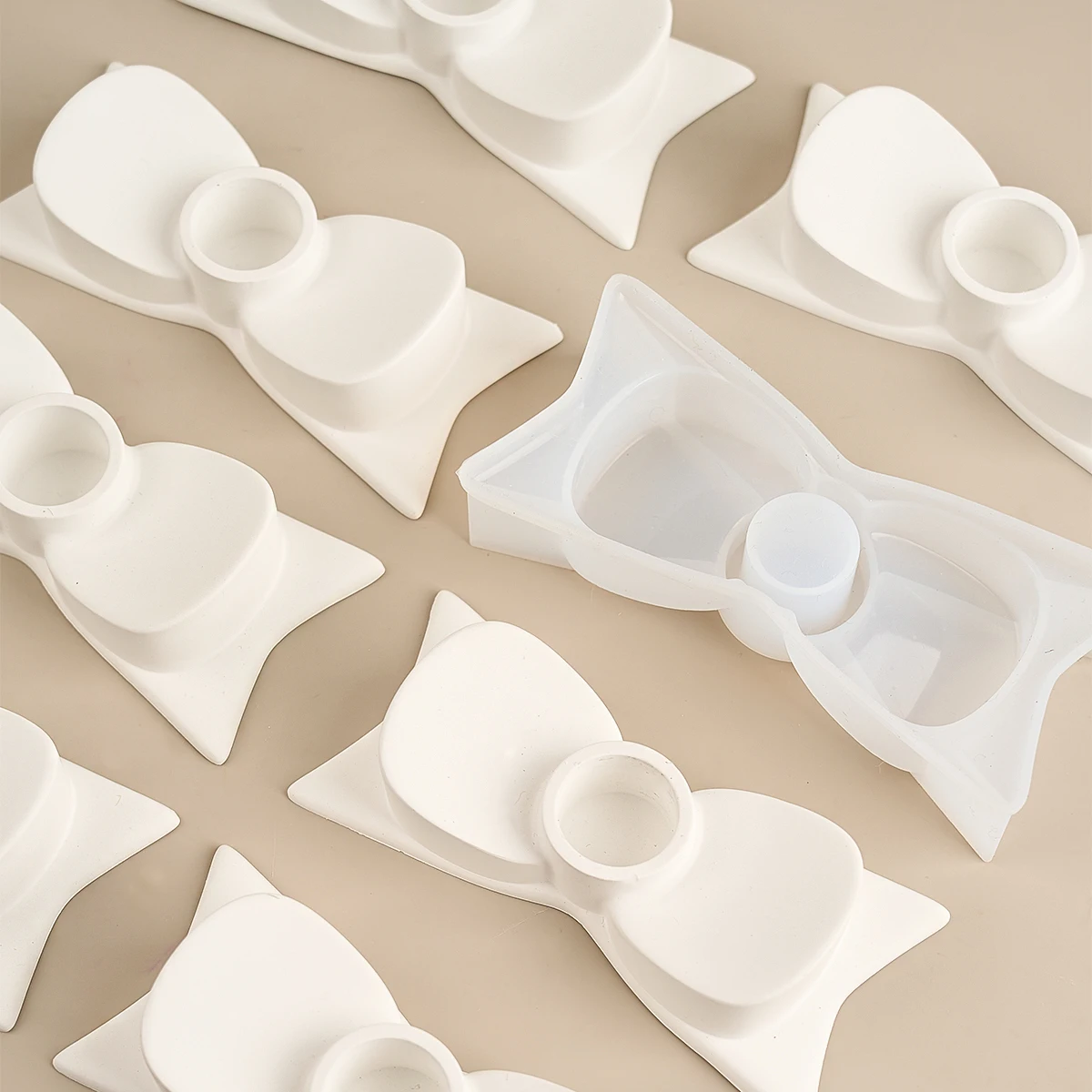 Bowtie Candlestick Silicone Mold DIY Handmade Bow Candle Holder Plaster Concrete Resin Craft Casting Molds Home Decor Supplies