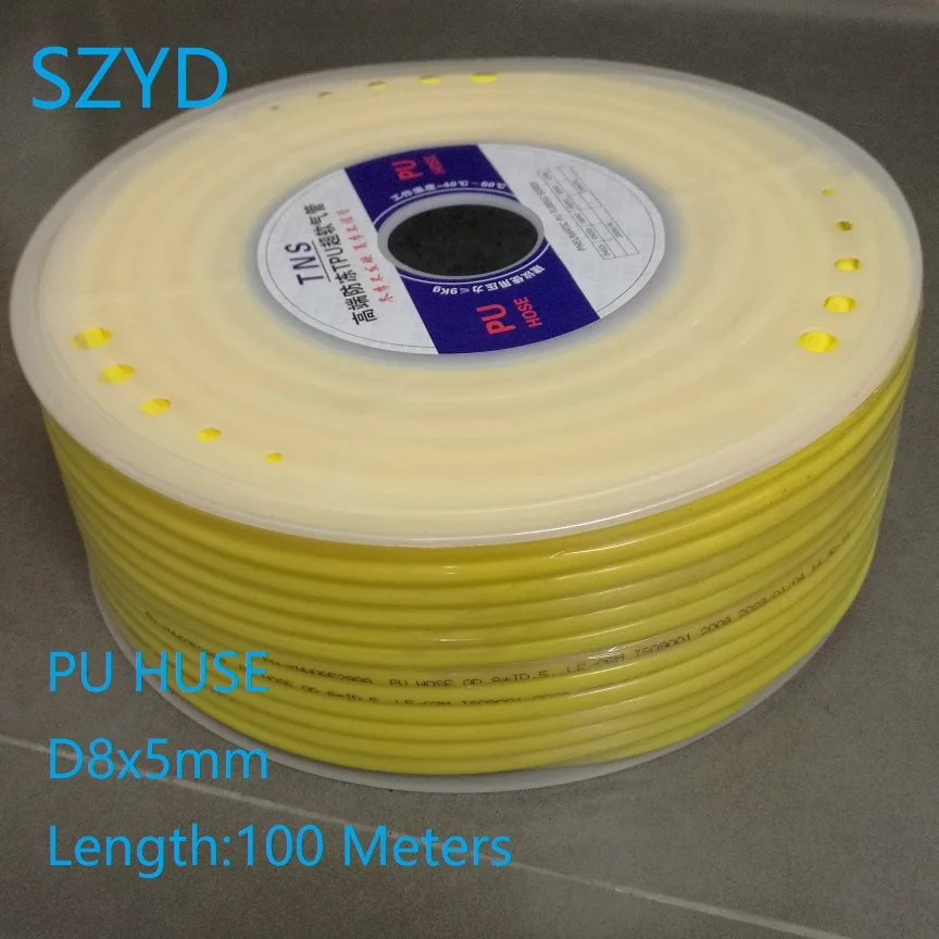 Metros Lote pu Amarelo Traqueia 8×5 mm Dutos Resistência ao Gelo Poliuretano Compressor de ar Mangueira Tubo de ar 8*5 mm 100