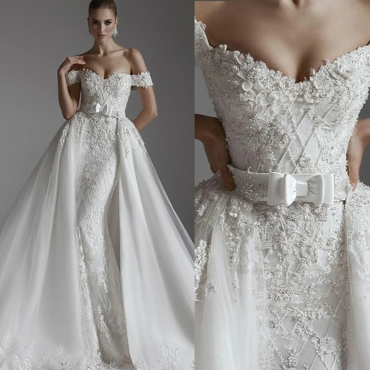 Custom New Elegant Mermaid Wedding Dresses Off Shoulder Appliques Backless Bridal Gowns Sleeveless Sweep Train Vestidos De Novia