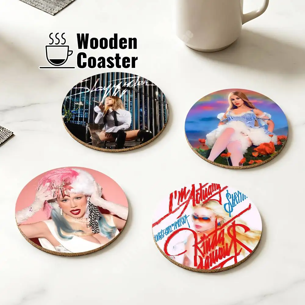 S-Slayyyter Worst Girl In America Wooden Cup Mat Cappuccino Vodka Juice Water Coaster for Flower Shop