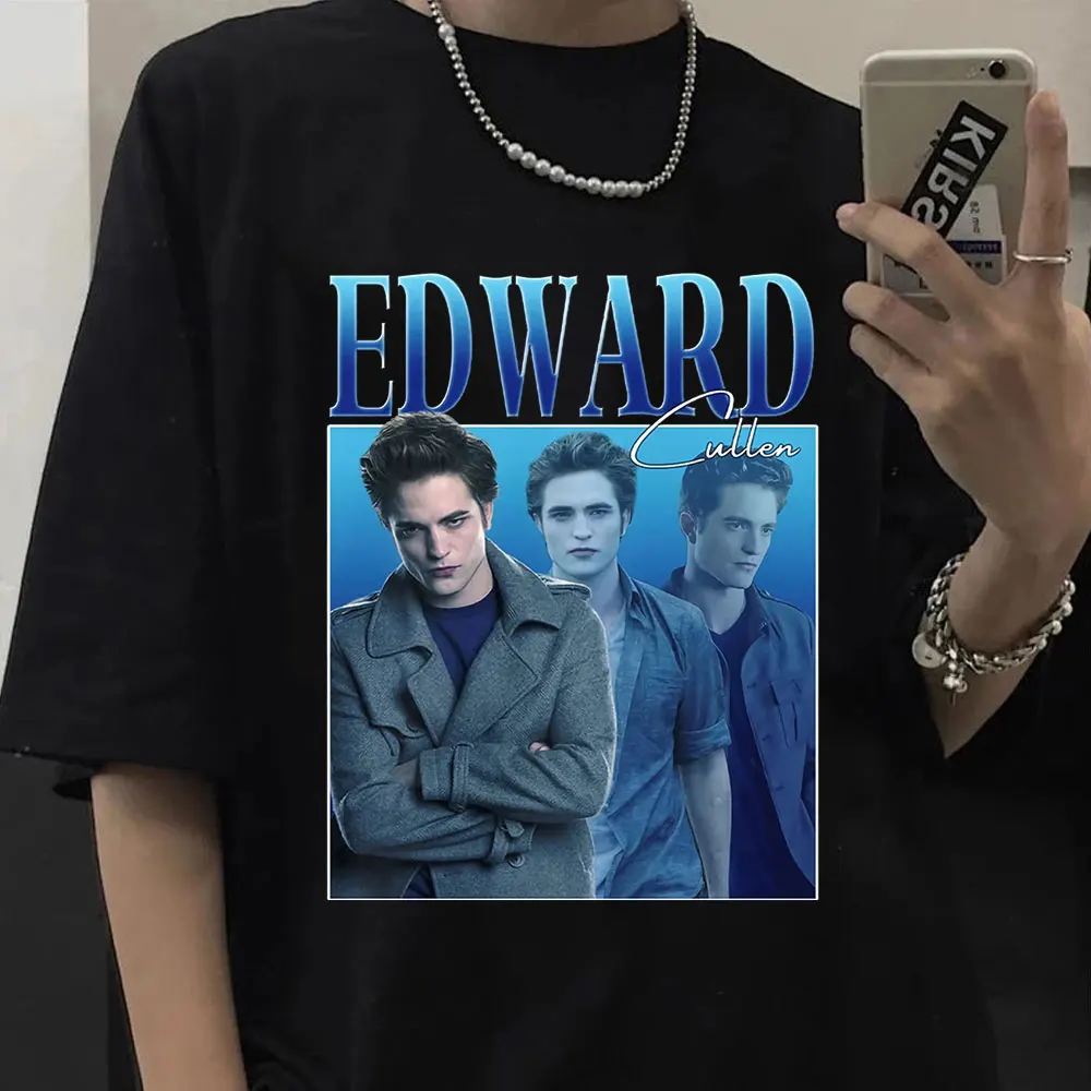 Edward Cullen Hold on Tight Twilight Saga Robert Pattinson T-shirts Summer Men Cotton Oversized Tee Shirt Unisex Tops Streetwear