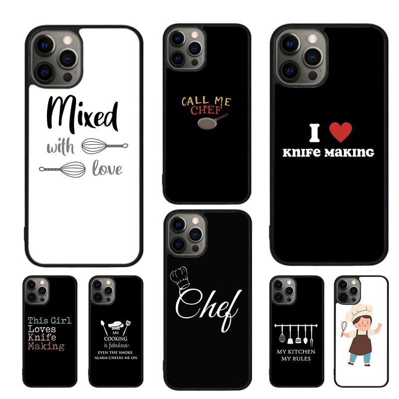 Love Baking Chef Knife Phone Case For iPhone 16 15 14 13 12 Mini 11 Pro Max Plus X XS Max XR Cover Shell coque