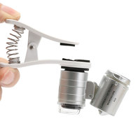 60x Mini Pocket LED Jewellers Magnifier Loupe Microscope Jewellery  Magnifying Glass with Universal Cell Phone Clip UV Light