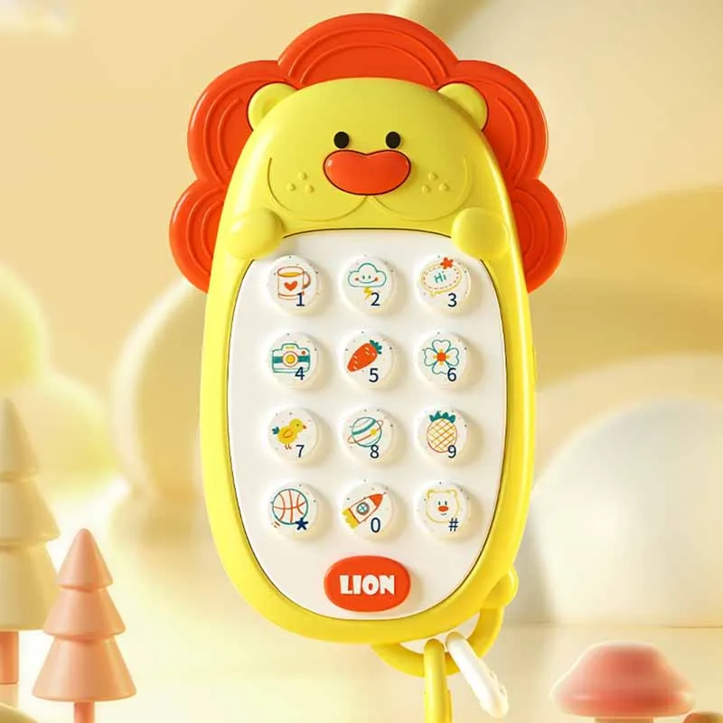 

Cartoon Cute Lion Children Simulation Cell Phone Toys Can Gnaw Baby Puzzle Early Education 0-1 Years Old Music Telephone Toys