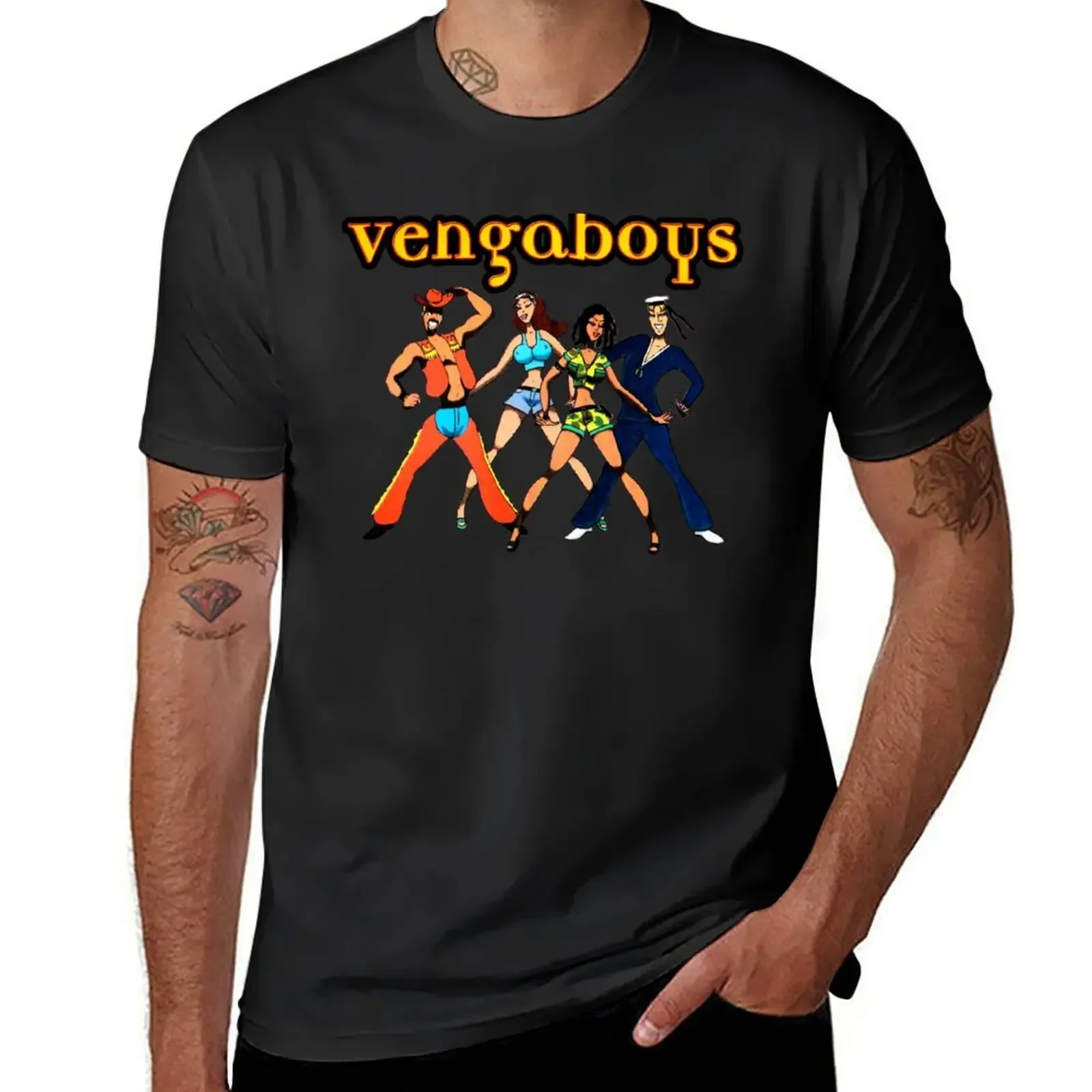 Vengaboys Fan-Camiseta gráfica masculina, em branco, extragrande, gola redonda, grande e alta, nova edição, moda verão