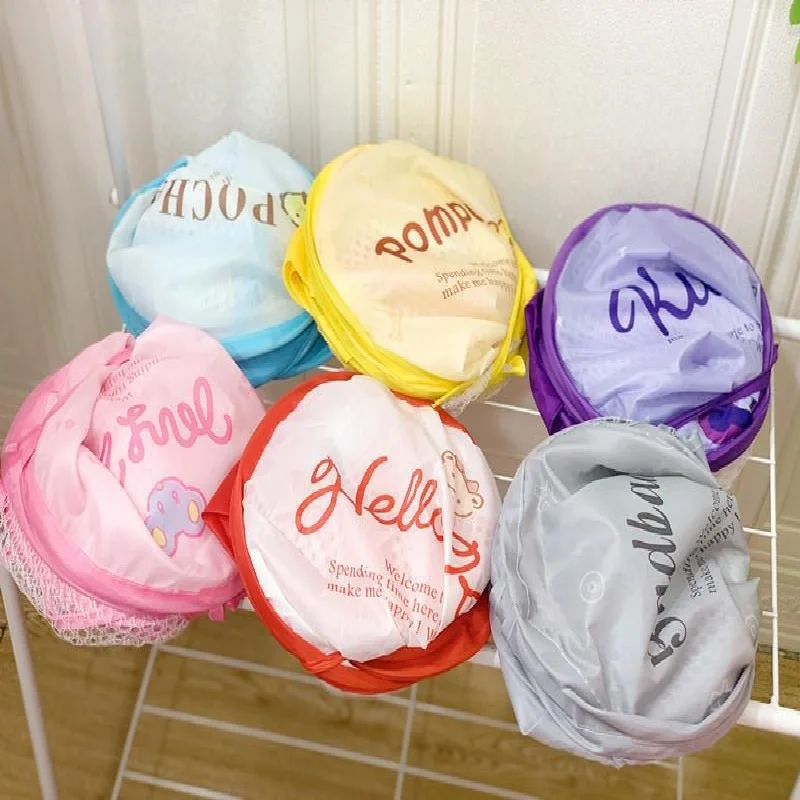 Sanrio Hello Kitty Mesh Laundry Kuromi Basket Folding Dirty Clothes Storage Organizer My Melody Household Bag