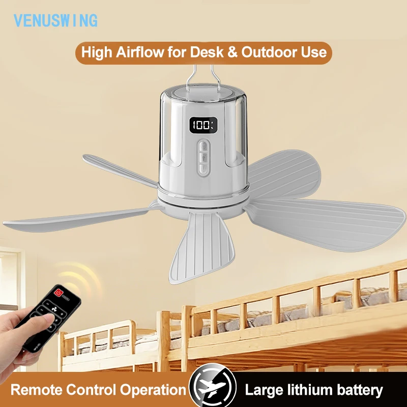 10800mAh Ceiling Fan Canopy Fan RGB Ambient Lighting Portable Ceiling Fan Battery Operated Ceiling Fan Wireless for Camping Tent