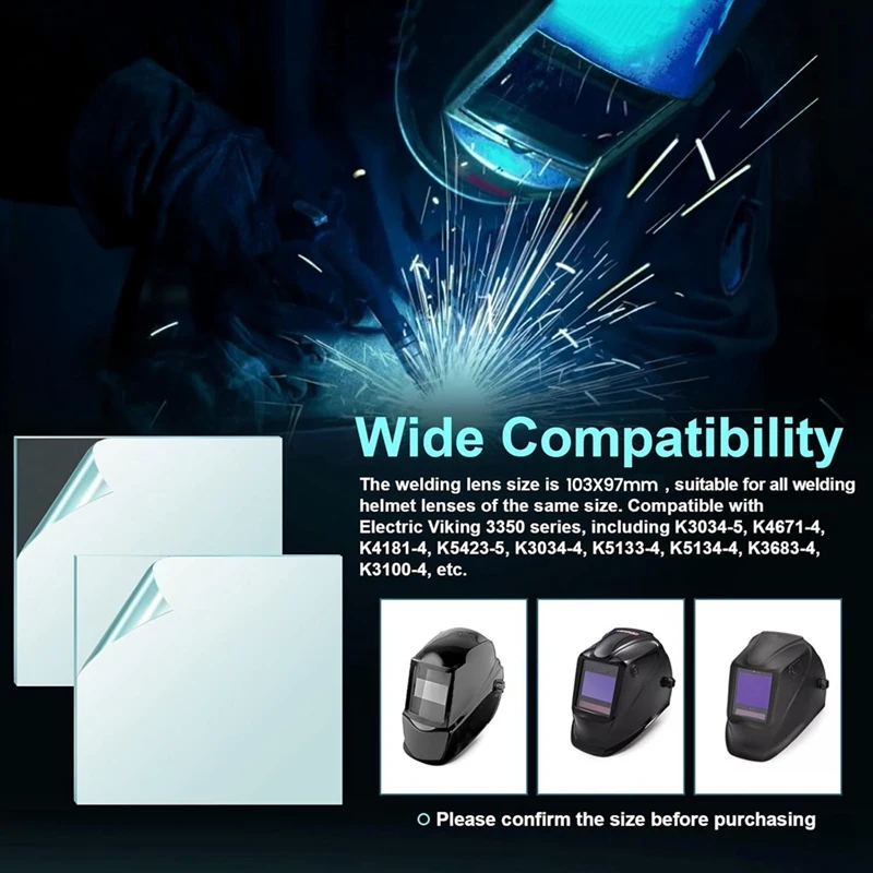 ABKP-20Pcs 3350 Welding Helmet Lens For Lincoln Electric Viking Welding Hood Cover Clear Lenses - About 103X97mm