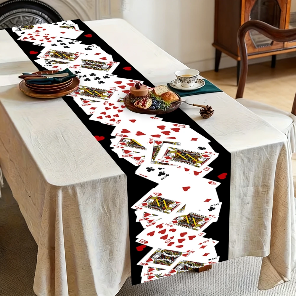 Poker Card Theme Table Runner Tablecover Poker Night Party Decoration Poker Card Birthday Party Supplies Home Dining Table Decor view 5