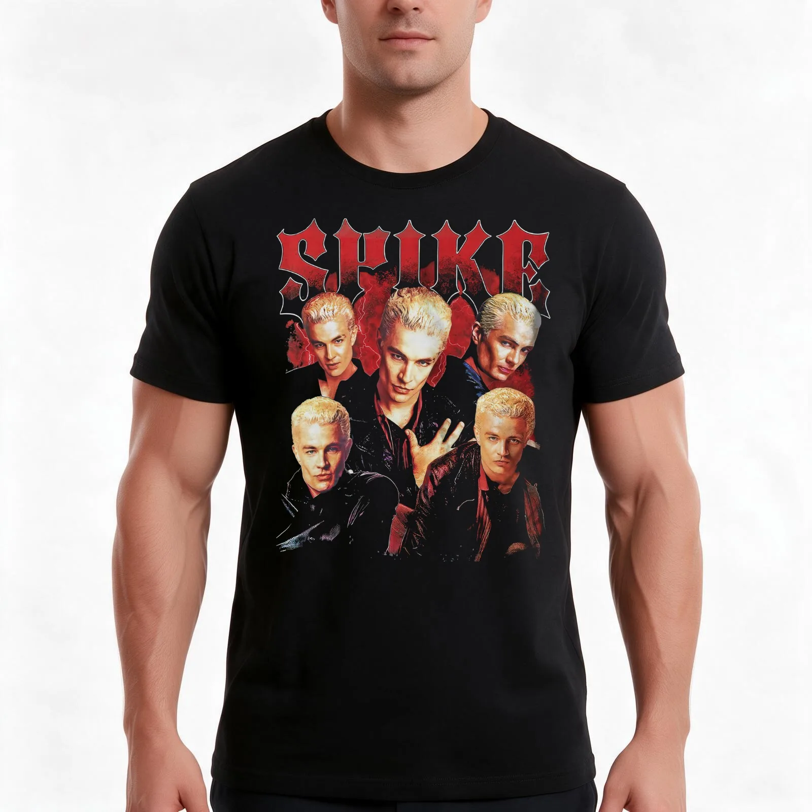 Vintage Buffy Vampire Spike T-Shirt Summer Casual Cotton Tee Oversized Streetwear Tops Vintage Graphic Print 100% Cotton