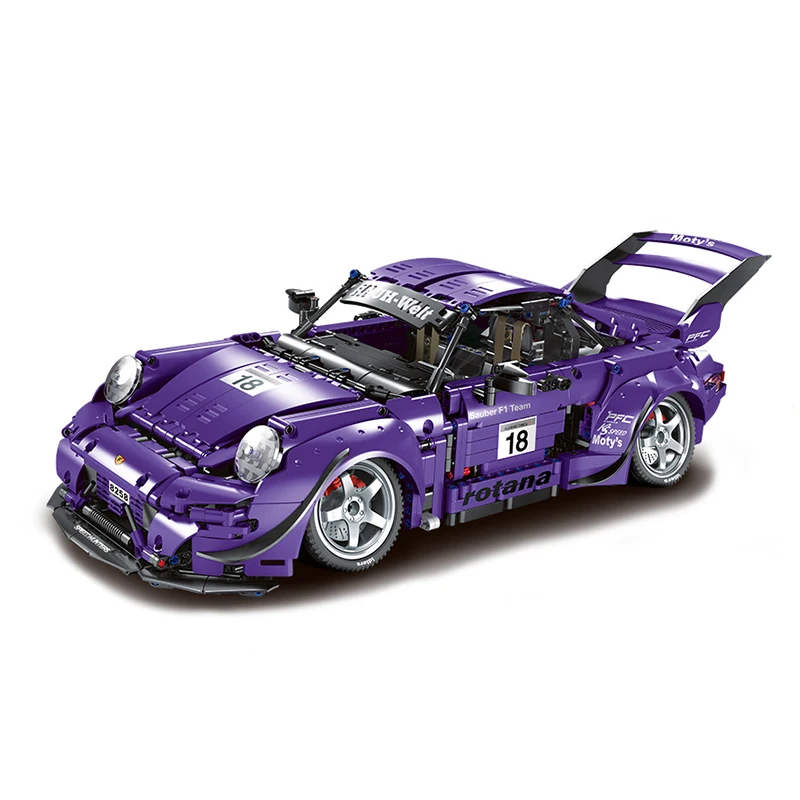 2088 elementów – zestaw klocków do budowania modelu sportowego samochodu, skala 1:10, MOC, fioletowy supercar, model samochodu wyścigowego, zabawki dla dorosłych, idealne na prezent.