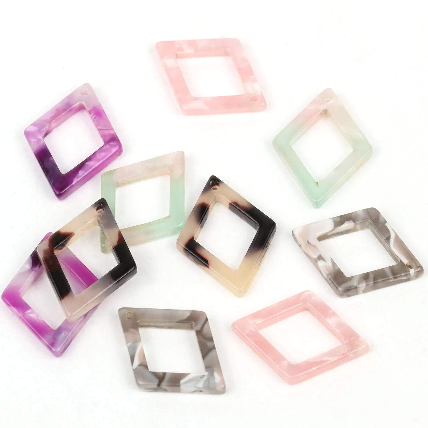 10pcs Acetic Acid Charms Geometric Hollow Resin Acrylic Pendant for Jewelry Making DIY Handmade Earrings Necklace Accessories