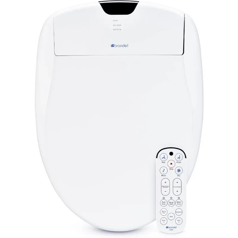 

Electric Bidet Toilet Seat with Oscillating Nozzle, Warm Air Dryer, Night Light, Remote Control - Elongated