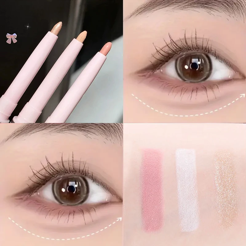 Crayon ver à soie à Double extrémité, surligneur et stylo correcteur imperméable, longue durée, scintillant naturel, crayon fard à paupières, bâton de maquillage