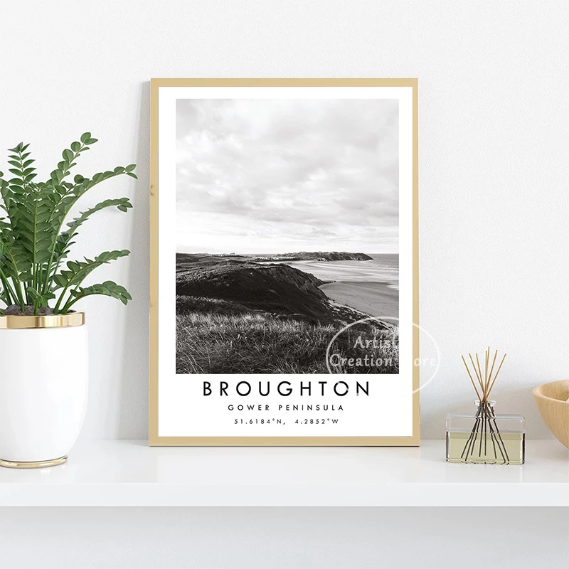 UK City Travel Poster Edinburgh Liverpool Scarborough Travel Canvas Painting Black White Print Art Picture Nordic Art Decor Gift