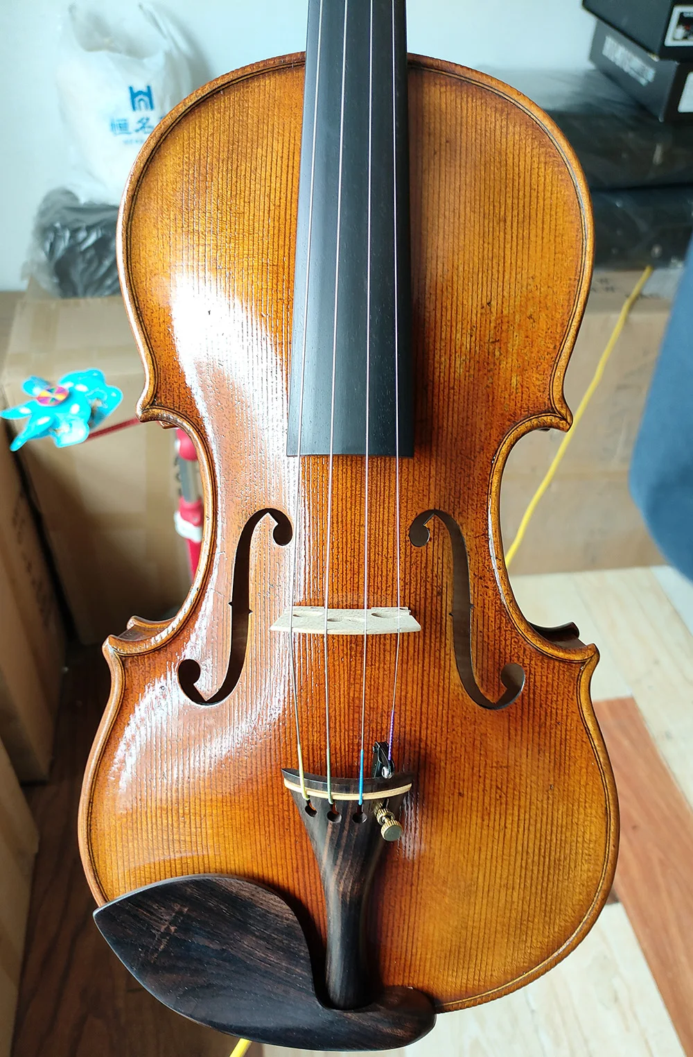 SELECTED One Piece Back! Master II Level Stradivarius Violin Size 4/4 #4082 European Wood Handmade Oil Varnish