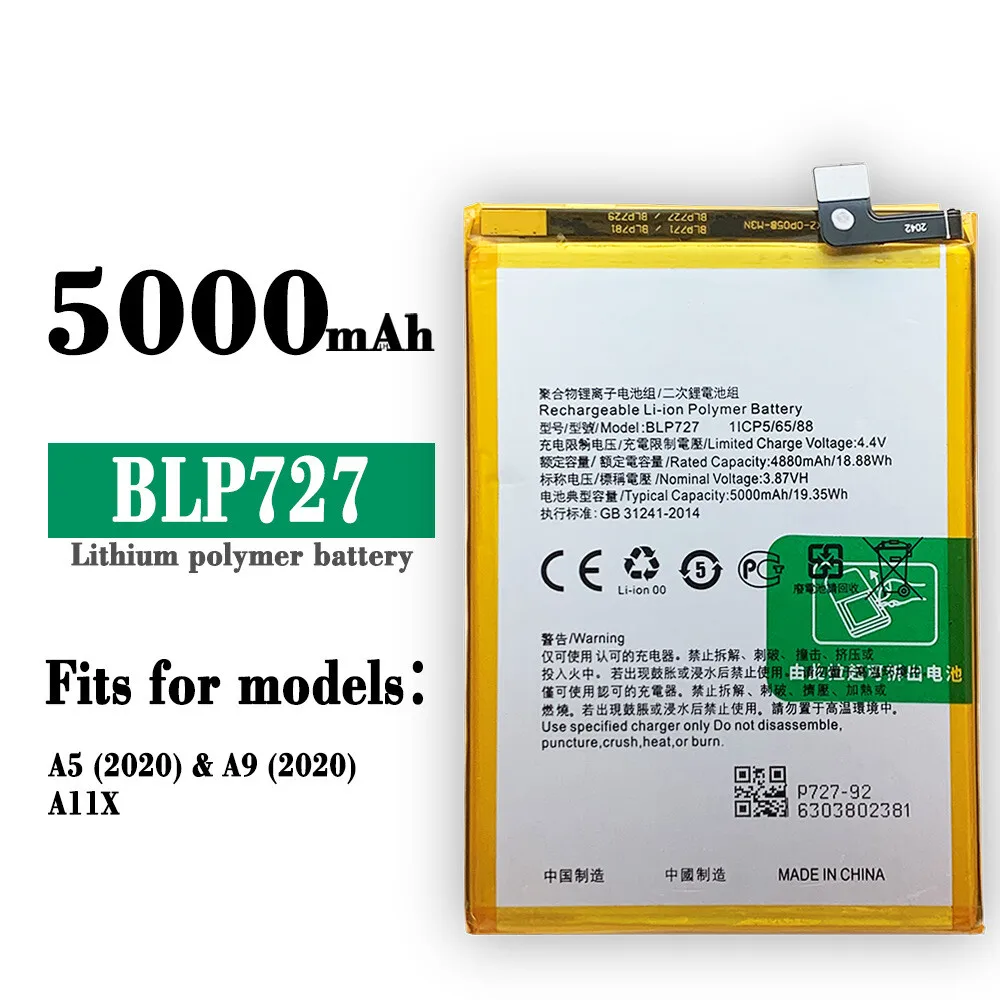 New Battery For OPPO A5 A9 A11X A11 Mobile Phone BLP727 5000mAh High Quality
