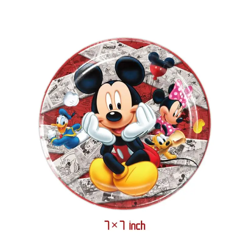 Suministros de fiesta de Mickey Mouse para niños, decoraciones de fiesta de cumpleaños, juego de vajilla, plato de papel, servilleta, Pancarta,