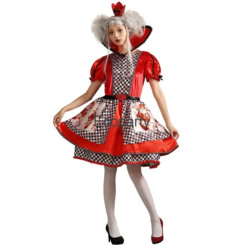 Halloween Girls Wonderland Poker Queen Of Hearts Costume donna Fancy Queen Poker Cosplay outfit Childs Carnival Party Dress Up