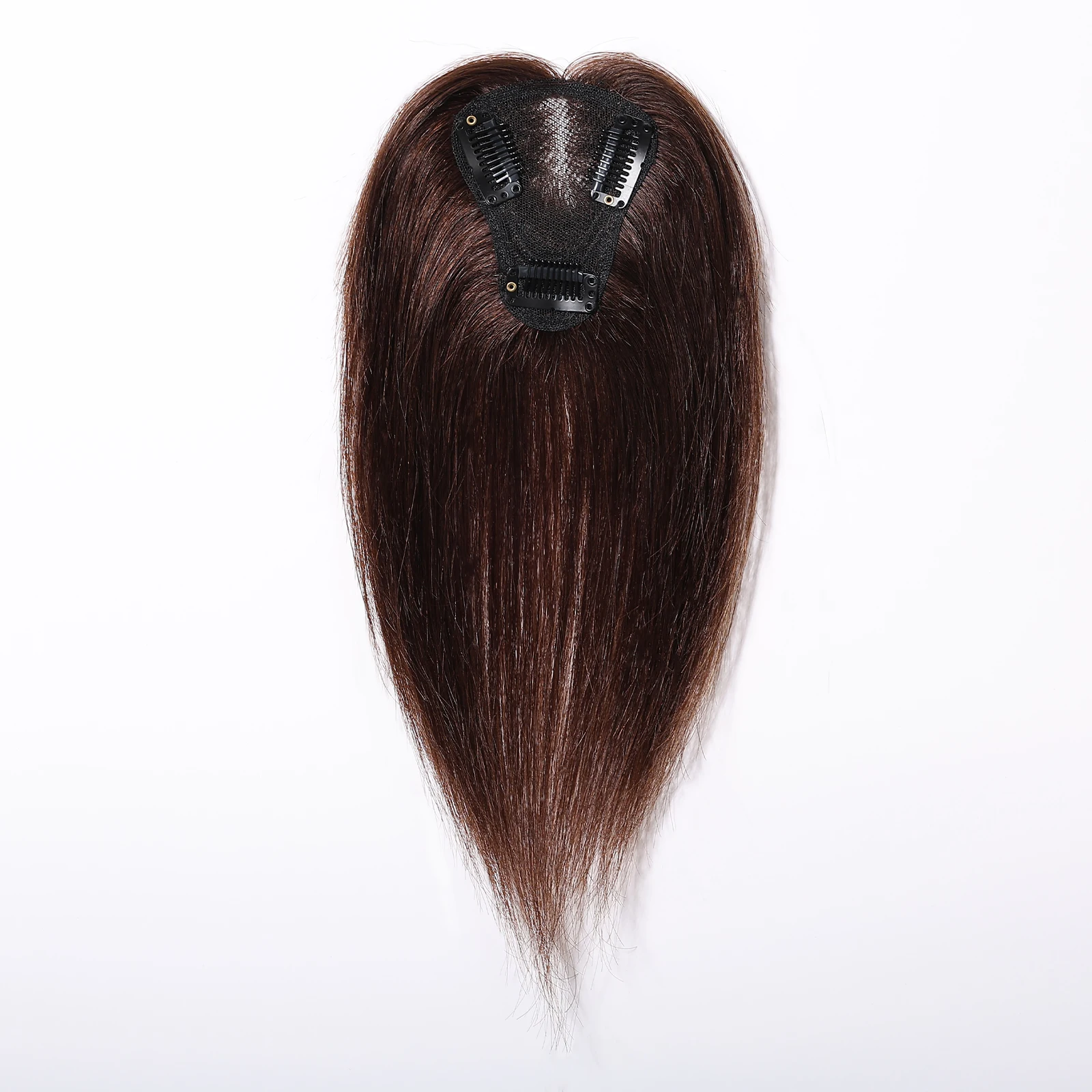 10 بوصة بني داكن الشعر توبر للنساء 100% ريمي الشعر البشري توبر خصلات الشعر مقاطع في الجزء الأوسط الحرير قاعدة توبر