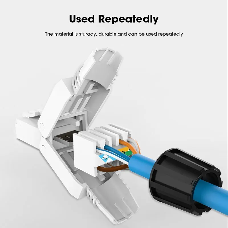 ZoeRax RJ45 Cat6A Cat7 Cat8 Connectors Tool-Free Reusable Shielded Ethernet Termination Plugs for 23AWG SFTP UTP Cable 1PCS